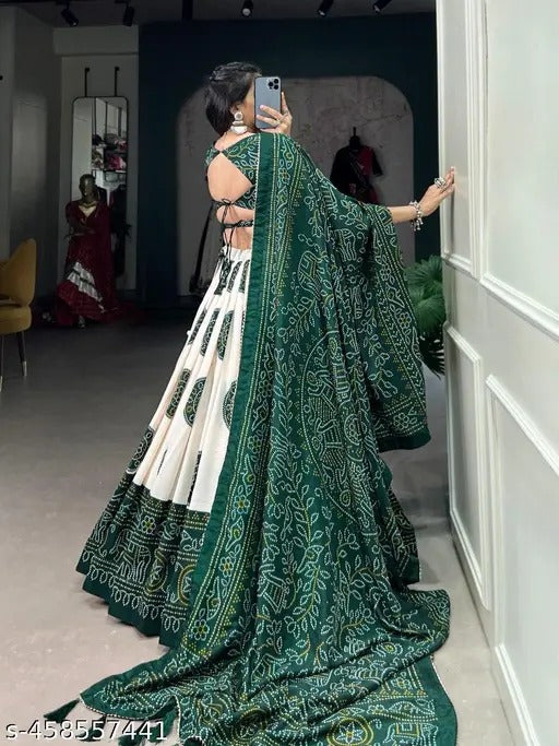 Garba Lehenga Choli set with a matching blouse and semi-gajji mirror-work dupatta, Komiis Indian ethnic festive collection
