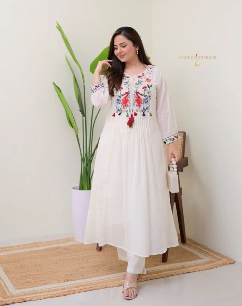 Embroidered kurta pant set