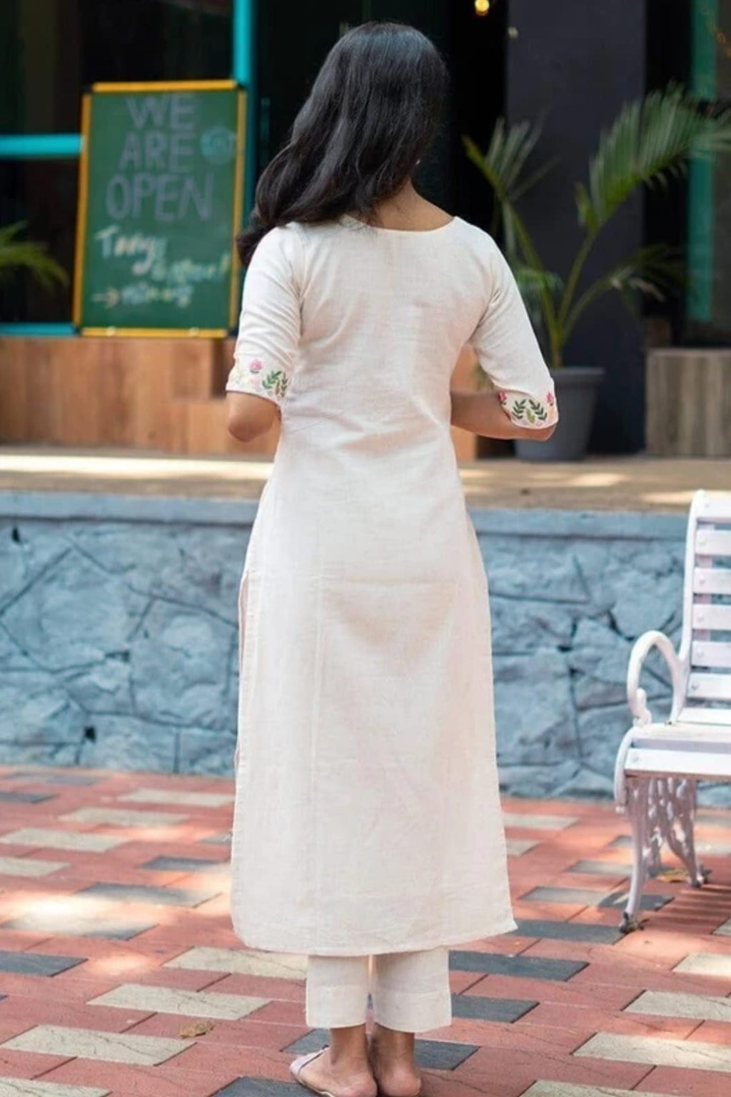 Off white embroidered kurti