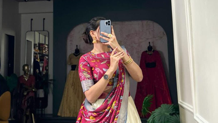 Rayon Cotton Lehenga Choli with Matching Blouse & Dupatta