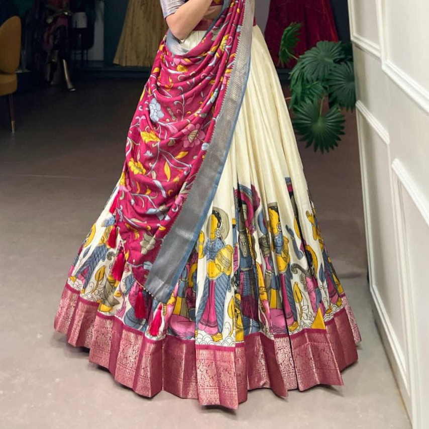 Rayon Cotton Lehenga Choli with Matching Blouse & Dupatta