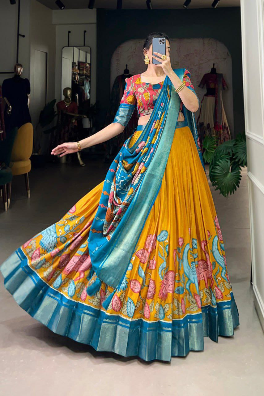Indian Lehenga Choli set with a matching blouse and semi-gajji mirror-work dupatta, Komiis Indian ethnic festive collection