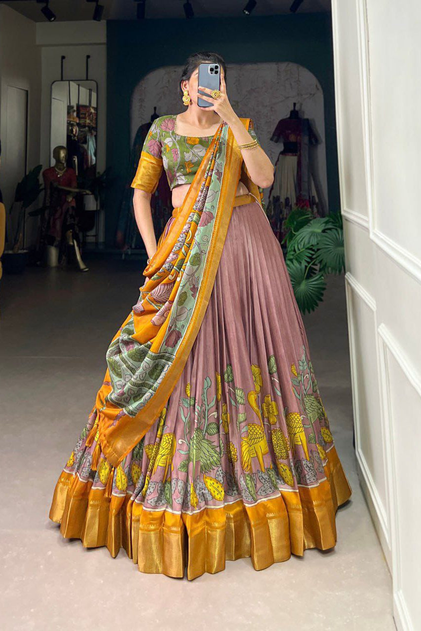 Traditional Chaniya Choli set with a matching blouse and semi-gajji mirror-work dupatta, Komiis Indian ethnic festive collection