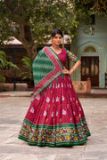 Indian Festive Lehenga set with a matching blouse and semi-gajji mirror-work dupatta, Komiis Indian ethnic festive collection
