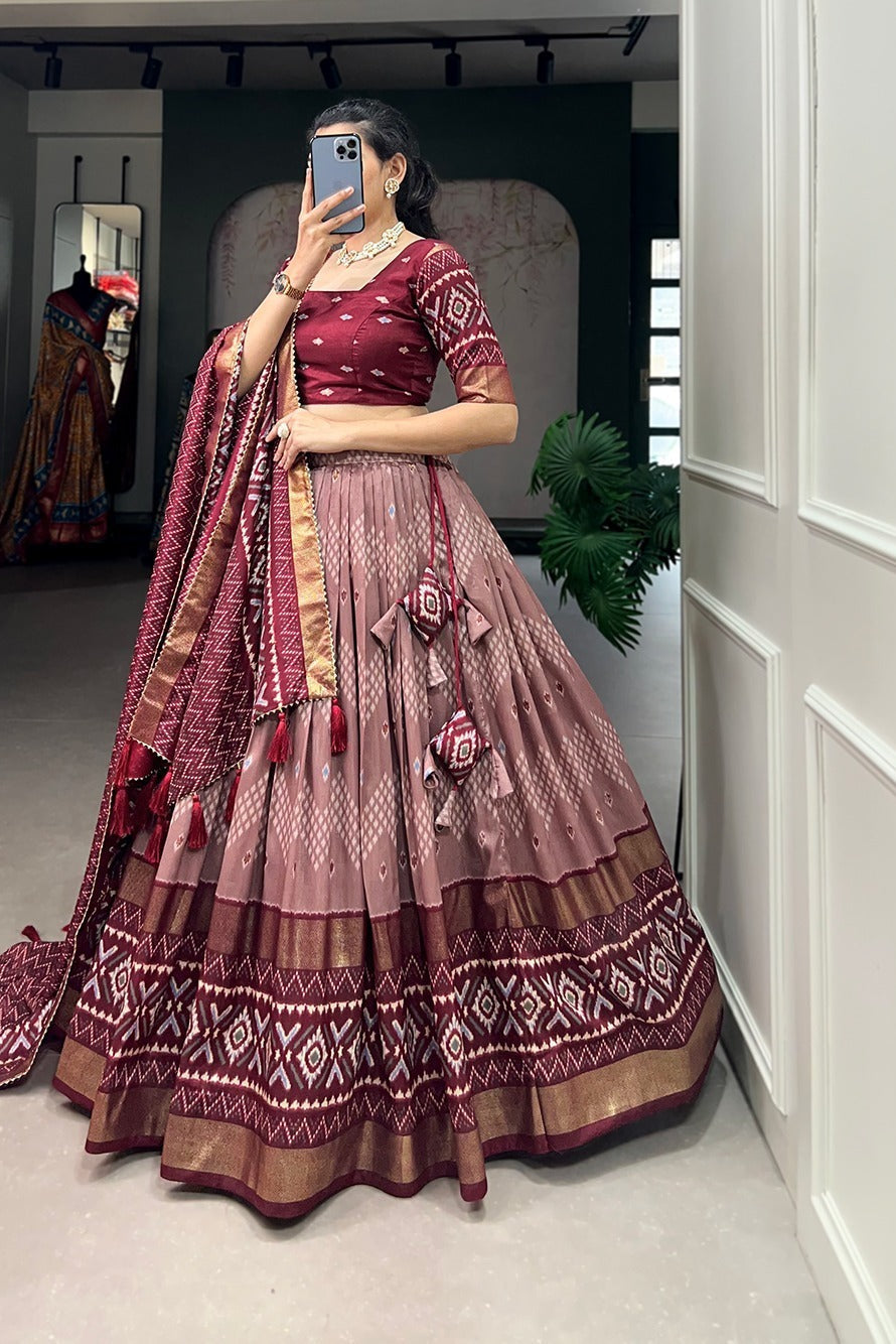 Festive Chaniya Choli set with a matching blouse and semi-gajji mirror-work dupatta, Komiis Indian ethnic festive collection