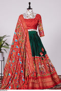 Indian Festive Lehenga set with a matching blouse and semi-gajji mirror-work dupatta, Komiis Indian ethnic festive collection