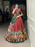 Ready to Wear Lehenga Choli set with a matching blouse and semi-gajji mirror-work dupatta, Komiis Indian ethnic festive collection