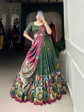 Navratri Chaniya Choli set with a matching blouse and semi-gajji mirror-work dupatta, Komiis Indian ethnic festive collection