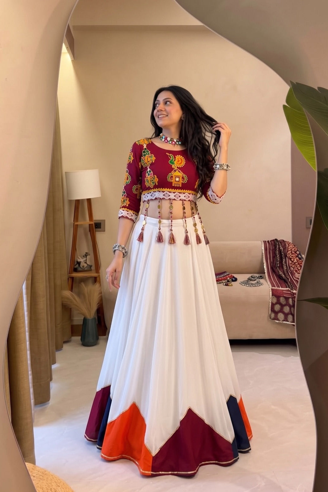 Navratri chaniya choli styled with traditional dupatta for a festive Indian look